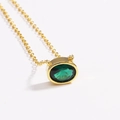 Elegant gold necklace with oval emerald green pendant on a clean white background - Style 3 Gold (Oval Shape)
