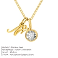 Minimalist stainless steel M initial necklace with sparkly birthstone pendant, gold - Letter N / Gold