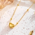 Elegant 18K gold-plated titanium steel necklace featuring a heart pendant and beads - Heart Necklace 029 Only / Gold