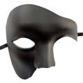 Classic black Phantom of the Opera half face masquerade mask for Halloween party costume - Matte Black