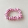 Pink satin scrunchie with high elasticity and elegant glossy finish for women - Light Pink