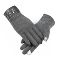 Gants en tricot thermique gris foncé avec fonction tactile et boucle en cuir au poignet - Boucle Lisse Homme - No-倒绒 Gris