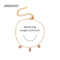 Detail view of gold bracelet with pink gemstone charms showing dimensions and 2.0g weight - Pendant Bracelet (JDB201457)