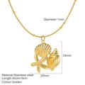 Golden seashell and starfish pendant on 1mm stainless steel snake chain necklace - Gold-Conch Shell Necklace (G3)