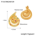 Spiralförmige Ohrstecker aus Titanstahl mit bunten Strasssteinen und 18k Vergoldung - Titanstahl / Gold Mehrfarbiger Strass