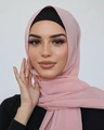Elegant long pink bubble chiffon hijab scarf for women with soft lightweight texture - 175*75cm / Pink