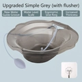 Upgraded grey sitz bath basin with manual flusher and ergonomic seat for toilet use - Gen 2 Bidet with Hook / Simple Grey