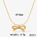 Détail du collier noeud doré montrant la longueur 41+5cm et le poids de 6,5g du produit - Collier doré (D1211)