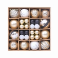 30-piece Christmas tree ball set in gold, white, and black finishes with snowflake patterns - 30Pcs Pack / Champagne