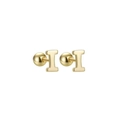 Polished gold stainless steel letter H stud earrings with secure screw back closure - Letter I (T55662) / Gold