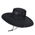 Cappello da sole da uomo con tesa larga, mesh traspirante e cinturino antivento in nero - Nero