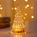 Luce notturna LED albero di Natale in acrilico con calda luce gialla per arredo tavolo - Bianco (Luce Calda Grande)