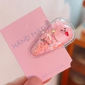 Pink heart glitter hair clip with cute cartoon rabbit character for baby girls - Pink Rabbit