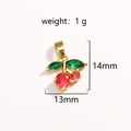 Pendente ciliegia dorato con zirconi rossi vibranti e foglie verdi eleganti - Ciliegia In Zirconia Rosso E Verde Dorata(09)