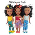 African vinyl girl dolls with afro hair in stylish floral outfits and built-in music player - 32CM Girl Doll Set of 3