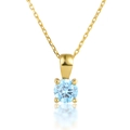 925 silver necklace with a light blue round gemstone and gold-plated chain - March-Light Blue