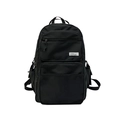 Mochila negra minimalista de gran capacidad multibolsillos en nailon impermeable - Negro
