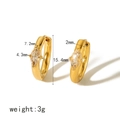 Orecchini a cerchio vintage in acciaio inossidabile placcati oro 18K con zircone marquise - Stile Geometrico Marquise (TE6491-WT)
