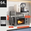 Supporto microonde estendibile grigio in metallo con ganci e porta tagliere per cucina - Modello Estensibile + Porta Tagliere + 6 Ganci - Grigio Fucile