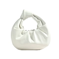 Chic dumpling-style off-white leather handbag with trendy knotted handle and pleated bottom - Off White