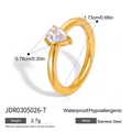 Specifiche dettagliate delle dimensioni per anello in acciaio 18K con zircone a pera - US 7 / Stile Zircone a Pera (JDR0305026)