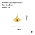 Macro detail of gold-plated evil eye pendant showing precise 13x10mm size and 5mm aperture - 12-Hollow Evil Eye Pendant