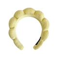 Light yellow padded sponge headband with soft terry fabric texture for face washing - Yellow