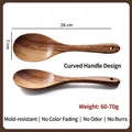 Natural acacia wood rice scoop with 26cm handle and visible grain patterns - Salad Spoon / 26*7cm