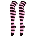 Classic pink and black striped over-the-knee thigh high socks for cosplay and fashion - One Size / Black & Pink Wide Stripes
