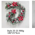 1.8m Artificial Christmas Garland with Red Poinsettia, Baubles, Pine Cones and Faux Snow - Style 25-21 (Poinsettia Pine Cones Balls)