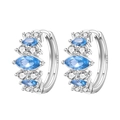 Créoles en argent S925 avec pierres marquises bleues et éclats de cristaux blancs - Créole Géométrique Minimaliste 4347-BU