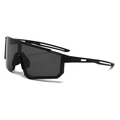 Matte black oversized cycling sunglasses with dark grey one-piece lens and vented arms - One-piece Sports Style (89377) / Dark Grey