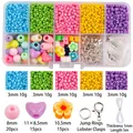 Set perline DIY con perle di vetro colorate da 3mm, fiori e filo elastico - Set 2