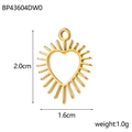 Pendentif cœur en acier inoxydable doré brillant avec texture rayons pour bijoux DIY - Coeur Solaire Or