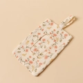 Floral cotton baby bedside storage bag with zipper and transparent window detail - Pink & Yellow Floral