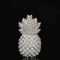 Luxury pineapple evening clutch bag encrusted with sparkling silver crystals and rhinestones - 11x19 Pineapple Silver
