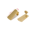 Golden rectangular 21x10mm stainless steel earring posts with bottom hole for DIY jewelry - Plaid Trapezoid / Gold