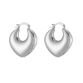Detailed close-up of polished silver heart-shaped hoop earrings with a secure clasp design - 1 Pair Heart Shape / Platinum Color Heart