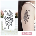 Waterproof heart shaped rose and butterfly tattoo sticker RC-780 on upper arm - RC-780 Heart Butterfly Flower