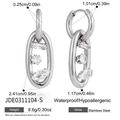 Ovale Creolen aus silbernem Edelstahl mit funkelnden Zirkonsteinen für einen edlen Look - Silber (JDE0311104-S)