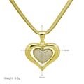 Detail view of 30x36mm gold heart pendant necklace with zircon and product dimensions - Inlaid Solid Heart Pendant