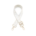 Détail de la bandoulière tressée ajustable avec motifs et mousquetons en métal doré - Quincaillerie Dorée / Blanc