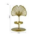 Golden ginkgo leaf iron candle holder 15cm height elegant Nordic metal tabletop decor - Ginkgo / Gold