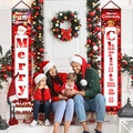 Weihnachtliche Zwergen-Türbanner mit rotem Karomuster und Merry Christmas Schriftzug - X2-15 Weihnachtsmann Puppe Stil