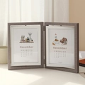 Grey wood grain 5x7 inch double rotating photo frame with calendar insert for desk - Grey Wood - Vertical / 6 Inch