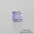 Detailed view of an 18mm purple artificial ice cube made of resin for photography props - Transparent Purple