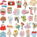 Assortiment d'écussons brodés thermocollants avec fleurs, lapins et icônes cartoon - Lot de 29 styles mixtes (S30HXZ-265-YT)