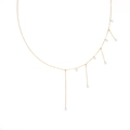 Collier élégant en titane plaqué or avec pierres de zircon en pampilles asymétriques - Doré