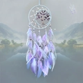 Purple and blue dreamcatcher with Tree of Life crystal design and gradient feathers - Blue