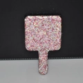 Pink and rainbow rhinestone encrusted square hand mirror with sparkling crystal finish - Red Square Shape 95*165mm